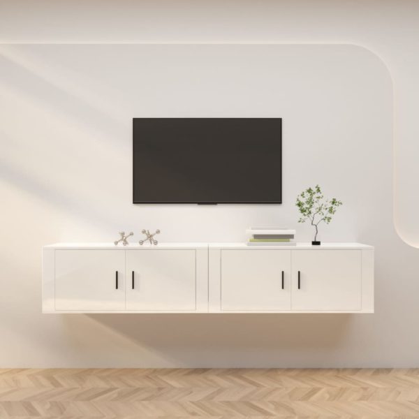 vidaXL Vegghengte TV-benker 2 stk høyglans hvit 100×34,5×40 cm