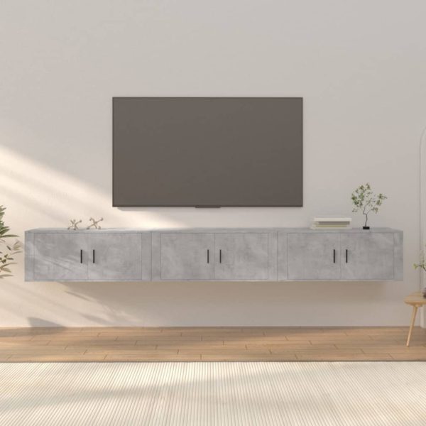vidaXL Vegghengte TV-benker 3 stk betonggrå 100×34,5×40 cm
