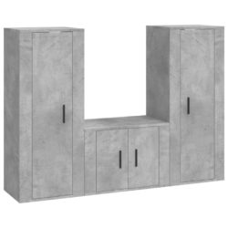 vidaXL TV-skapsett 3 deler betonggrå konstruert tre