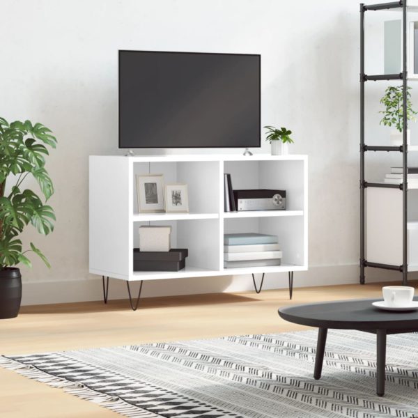 vidaXL TV-benk høyglans hvit 69,5x30x50 cm konstruert tre