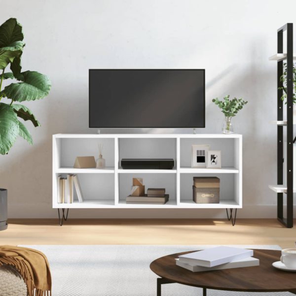 vidaXL TV-benk hvit 103,5x30x50 cm konstruert tre