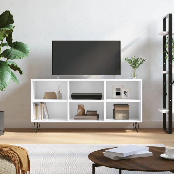 vidaXL TV-benk høyglans hvit 103,5x30x50 cm konstruert tre