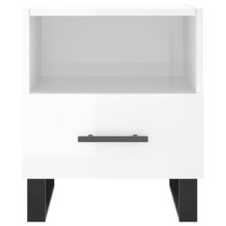 Nattbord høyglans hvit 40x35x47,5 cm konstruert tre
