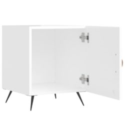 Nattbord høyglans hvit 40x40x50 cm konstruert tre