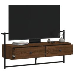 TV-benk veggmontert brun eik 100,5x30x51 cm konstruert tre