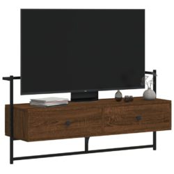 TV-benk veggmontert brun eik 100,5x30x51 cm konstruert tre