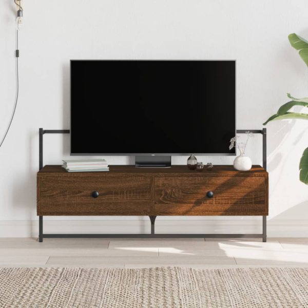 vidaXL TV-benk veggmontert brun eik 100,5x30x51 cm konstruert tre