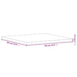 Bordplate 60x60x2,5 cm firkantet heltre bøketre