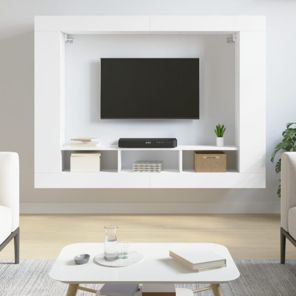 TV-benk hvit 152x22x113 cm konstruert tre