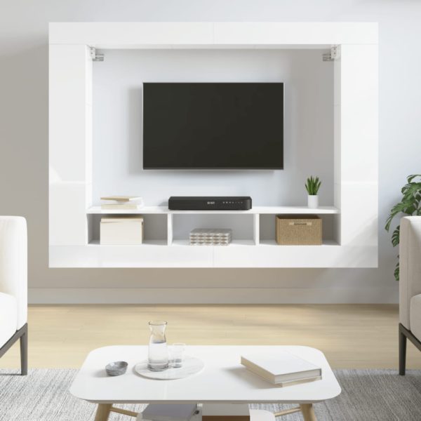 vidaXL TV-benk høyglans hvit 152x22x113 cm konstruert tre