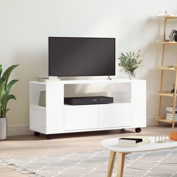 vidaXL TV-benk høyglans hvit 102×34,5×43 cm konstruert tre