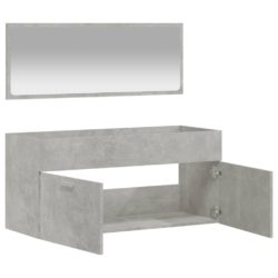 Baderomsskap med speil betonggrå konstruert tre