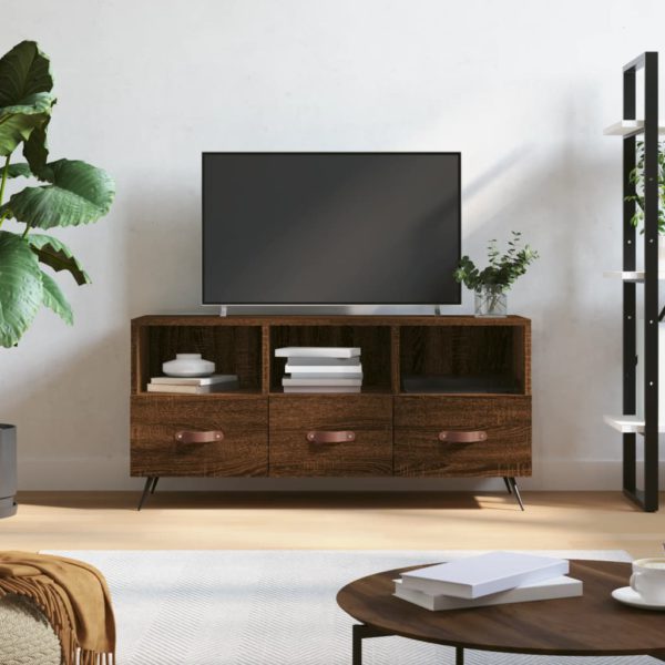 vidaXL TV-benk brun eik 102x36x50 cm konstruert tre