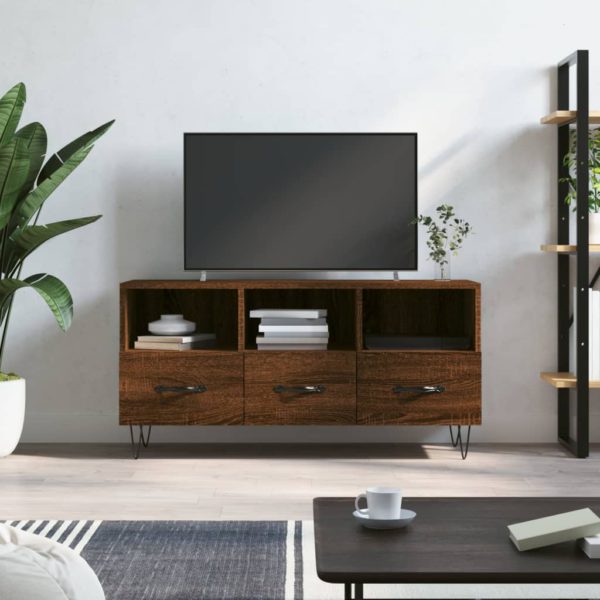 vidaXL TV-benk brun eik 102x36x50 cm konstruert tre