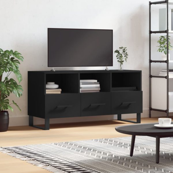 vidaXL TV-benk svart 102x36x50 cm konstruert tre