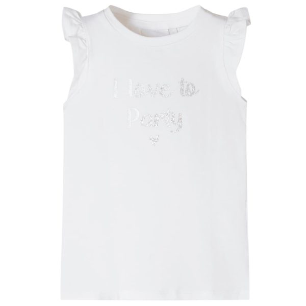 T-skjorte for barn med volangermer hvit 128