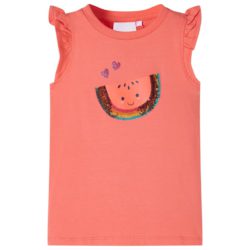 T-skjorte for barn med volangermer korall 128