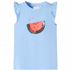 T-skjorte for barn med volangermer lyseblå 92