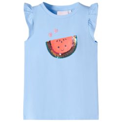 T-skjorte for barn med volangermer lyseblå 104