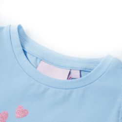T-skjorte for barn med volangermer lyseblå 140