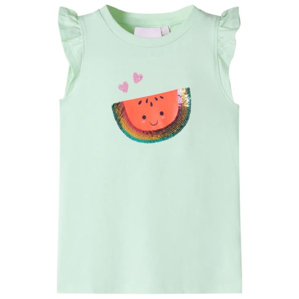 T-skjorte for barn med volangermer myk grønn 116