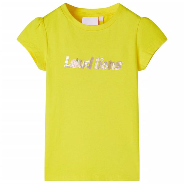 T-skjorte for barn med korte ermer knallgul 104