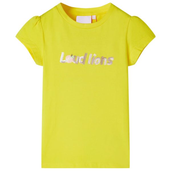 T-skjorte for barn med korte ermer knallgul 128