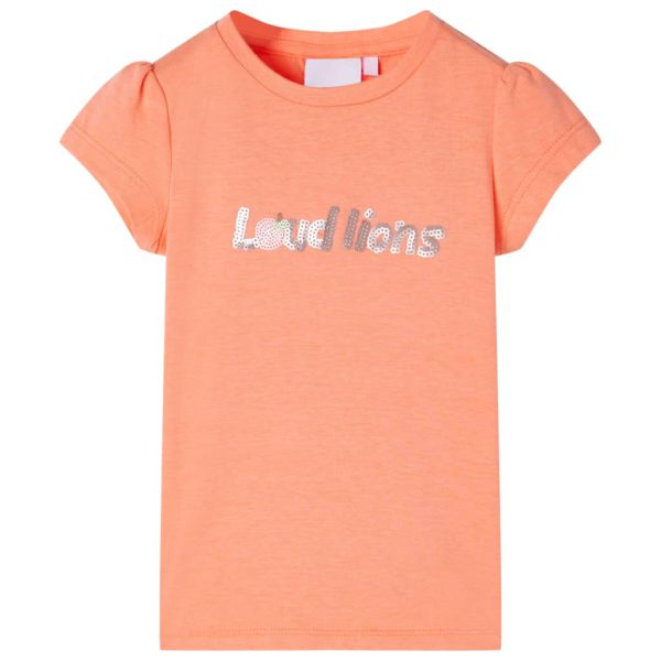 T-skjorte for barn korte ermer neon oransje 92