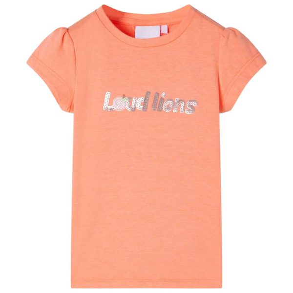 T-skjorte for barn korte ermer neon oransje 128