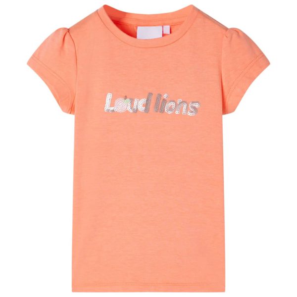 T-skjorte for barn korte ermer neon oransje 140