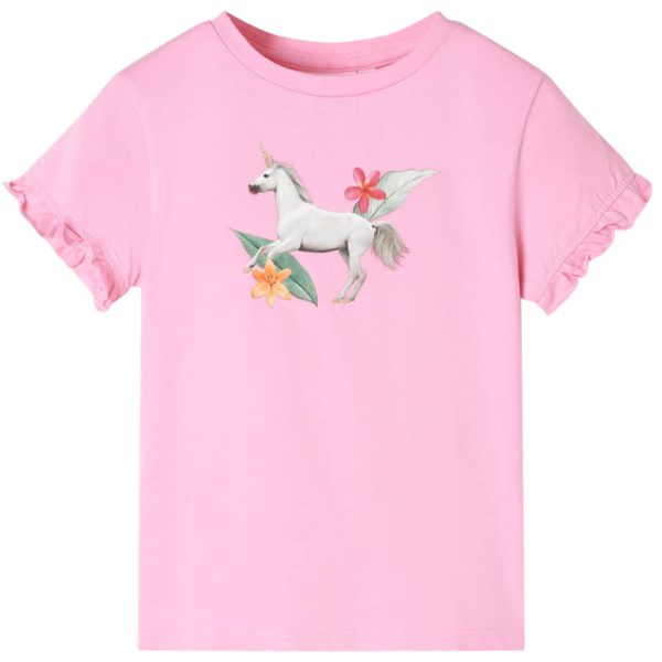 T-skjorte for barn med korte ermer lyserosa 116