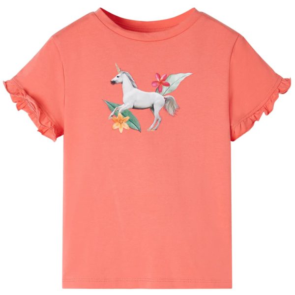 T-skjorte for barn med korte ermer korall 140