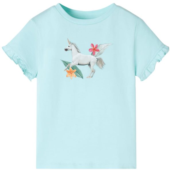 T-skjorte for barn med korte ermer lyseaqua 104