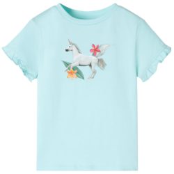 T-skjorte for barn med korte ermer lyseaqua 128