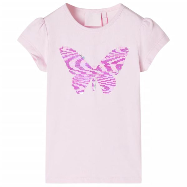 T-skjorte for barn med korte ermer myk rosa 140