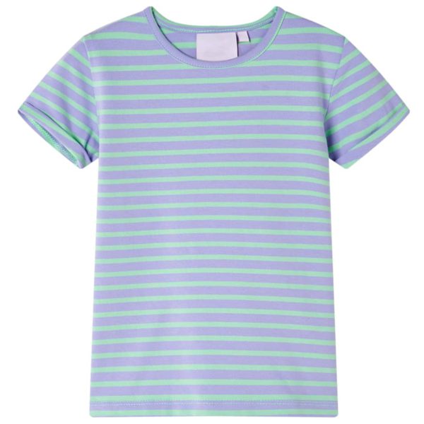 T-skjorte for barn stripedesign knallmynte 116