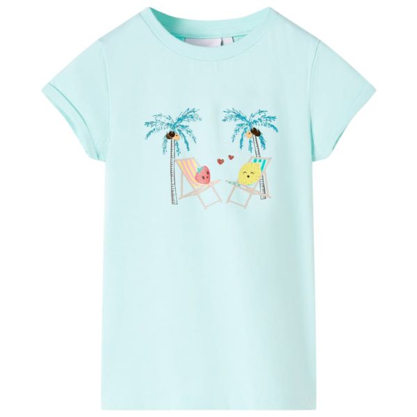 T-skjorte for barn lyse aqua 128