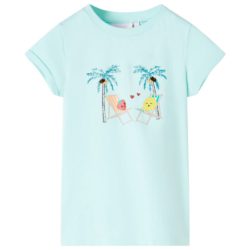 T-skjorte for barn lyse aqua 140