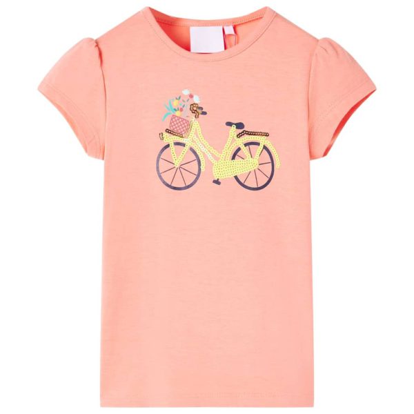 T-skjorte for barn neonkorall 140