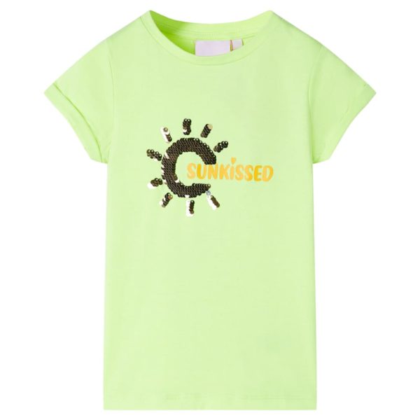 T-skjorte for barn neongul 140
