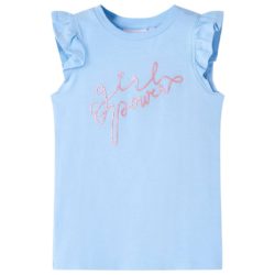 T-skjorte for barn med volangermer lyseblå 104
