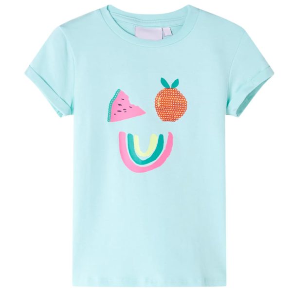 T-skjorte for barn lyse aqua 104