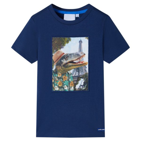 T-skjorte for barn mørkeblå 140