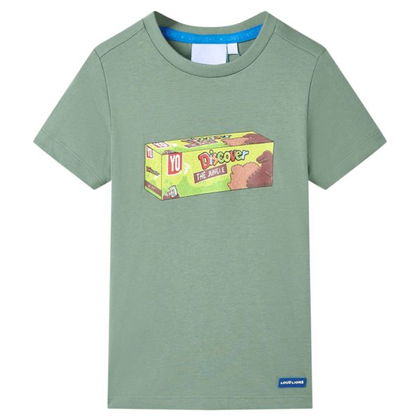 T-skjorte for barn med korte ermer kaki 116