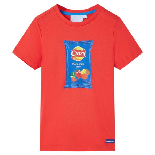 T-skjorte for barn med korte ermer rød 128