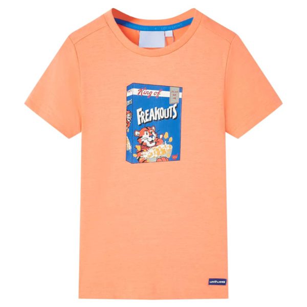 T-skjorte for barn med korte ermer neonoranjse 140