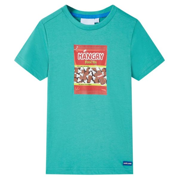 T-skjorte for barn med korte ermer mørkemynte 140