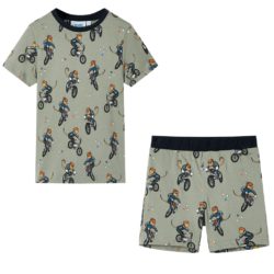 Pyjamas for barn med korte ermer lysekaki 104