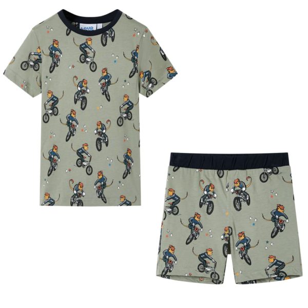 Pyjamas for barn med korte ermer lysekaki 116