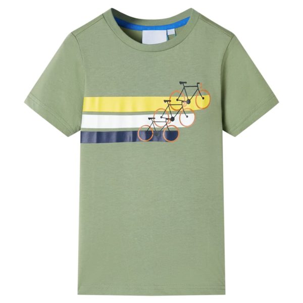 T-skjorte for barn med korte ermer lysekaki 104